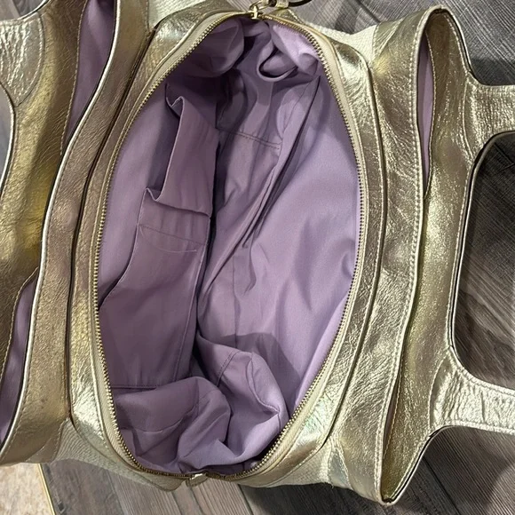 Coach Ivory Straw Embossed Embroidery Butterfly Gold Leather Trim Shoulder Bag - Picture 13 of 17